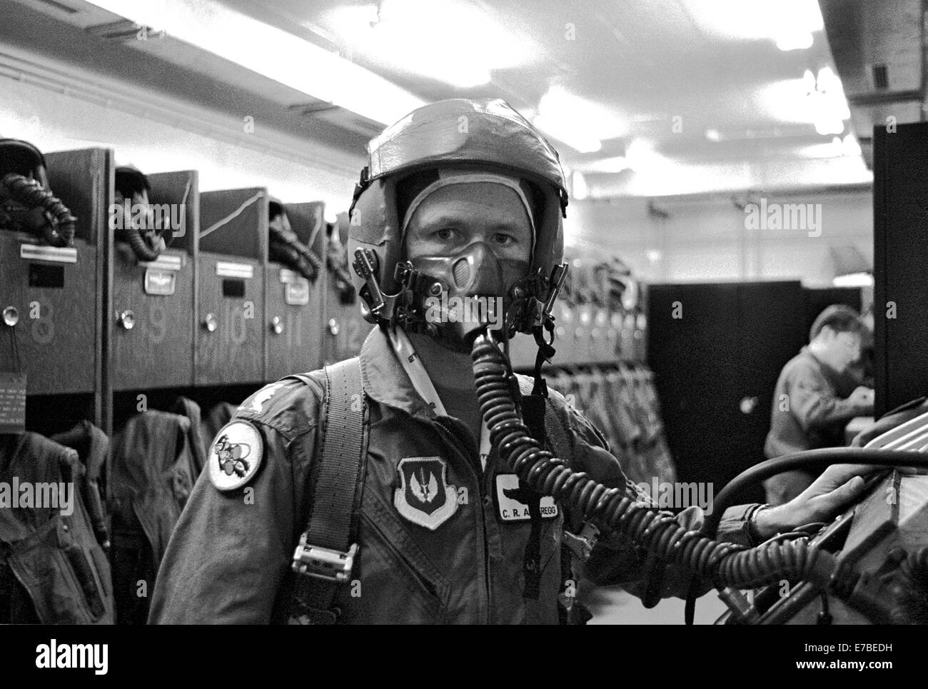 US Air Force air base of Bitburg (West Germany), equipment room for ready  intervention F 15 fighter pilots (September 1984 Stock Photo - Alamy