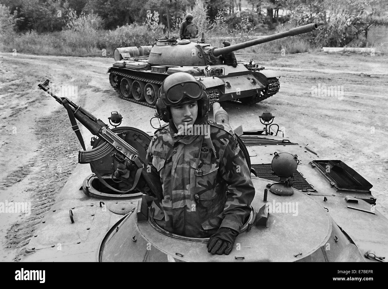 U.S.Army in Germany, Foreign Materials Training Detachment (FMTD) at Grafenwoehr training area, T 55 Soviet tank Stock Photo