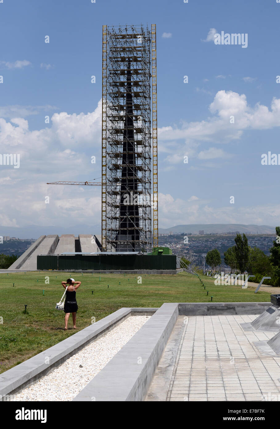 The Armenian Genocide memorial complex on the hill of Tsitsernakaberd in the Armenian capital Yerevan on 28 June 2014. Renovation works are currently underway to prepare the memorial for the centenary of the genocide in 2015. Armenian Genocide Remembrance Day is observed on April 24. Photo: Jens Kalaene -NO WIRE SERVICE- Stock Photo