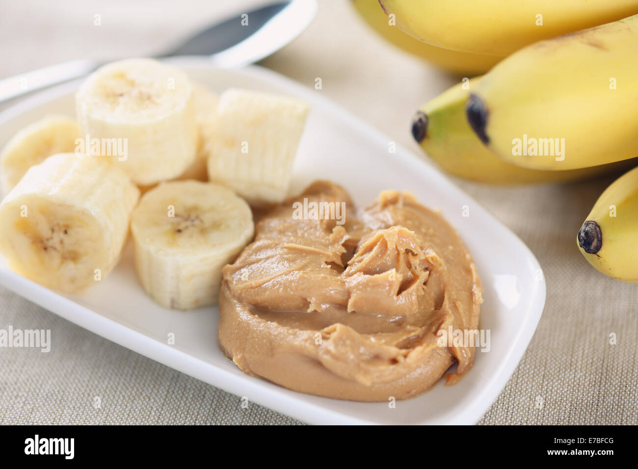 Homemade peanut butter and bananas. Ingredients peanuts (roasted
