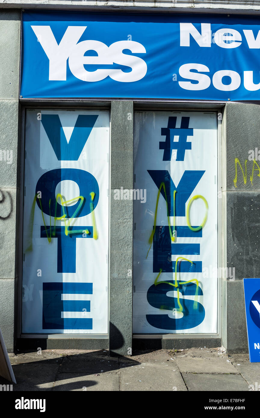 Nazi graffiti defacing the Newington and Southside Yes Campaign Scottish Independence premises Newington Edinburgh Stock Photo