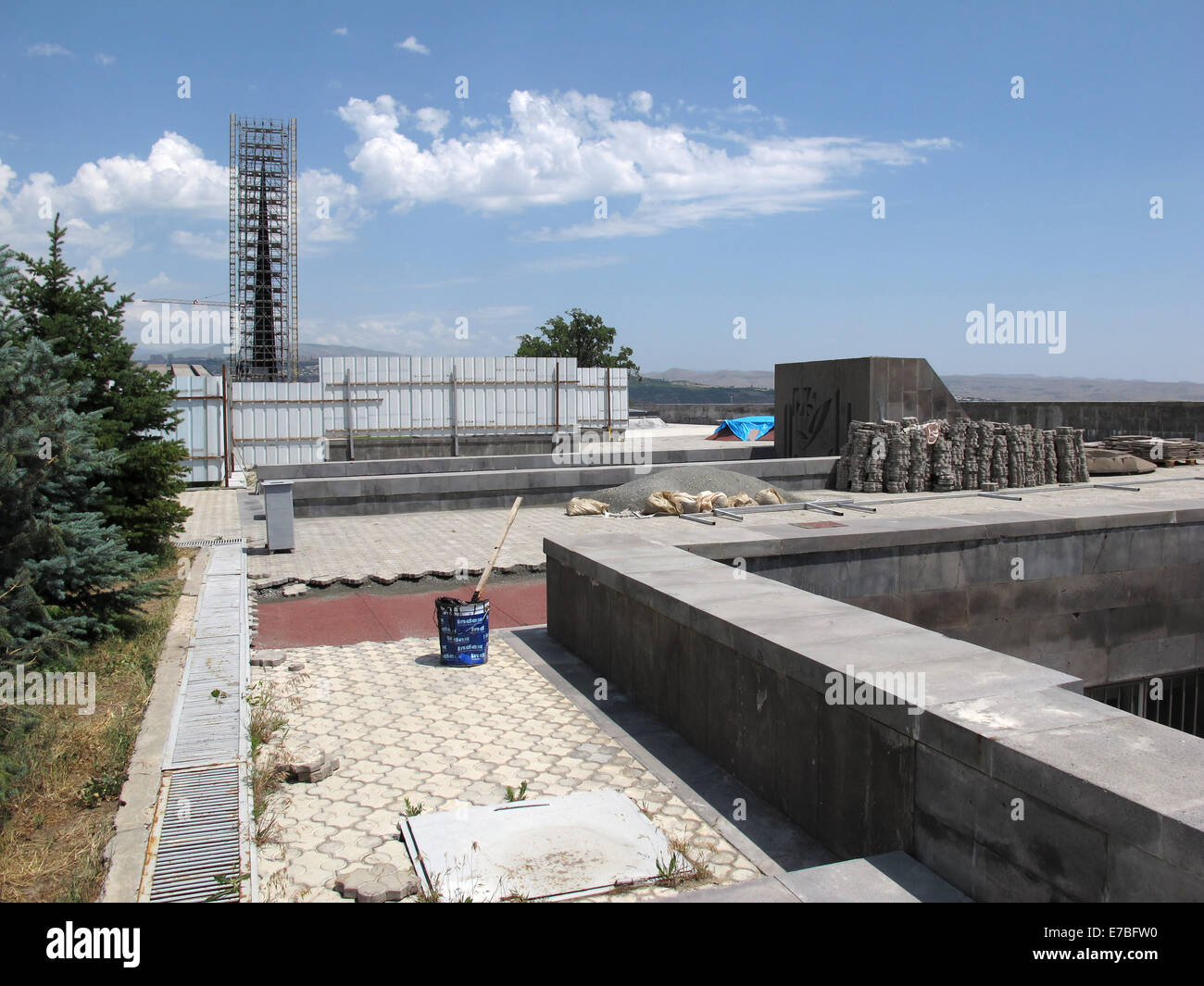 The Armenian Genocide memorial complex on the hill of Tsitsernakaberd in the Armenian capital Yerevan on 28 June 2014. Renovation works are currently underway to prepare the memorial for the centenary of the genocide in 2015. Armenian Genocide Remembrance Day is observed on April 24. Photo: Jens Kalaene -NO WIRE SERVICE- Stock Photo