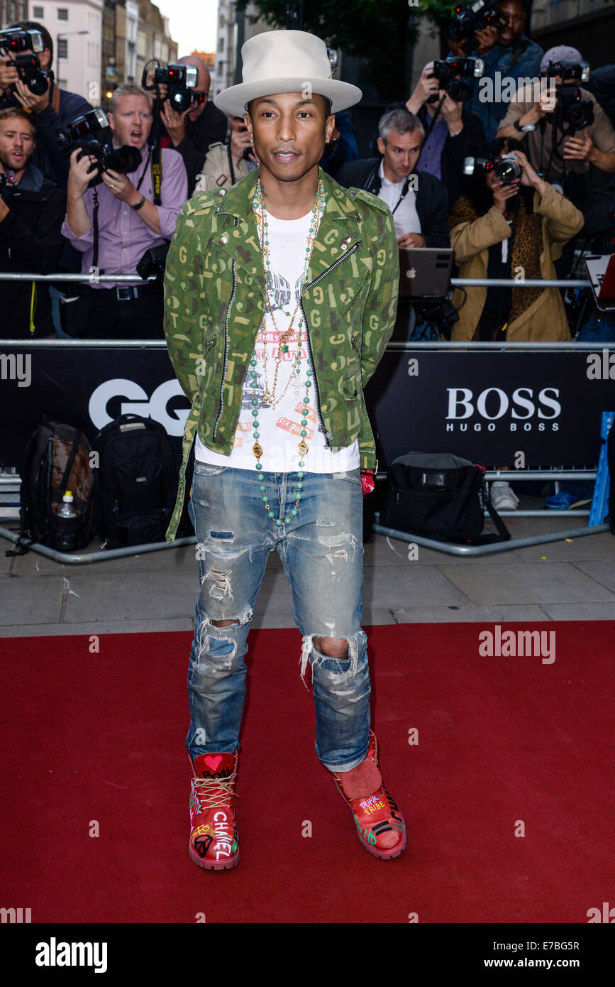 Pharrell Williams arrives at the GQ Men of the Year Awards on 02/09/2014 at Royal Opera House, London. Persons pictured: Pharrell Williams. Picture by Julie Edwards Stock Photo