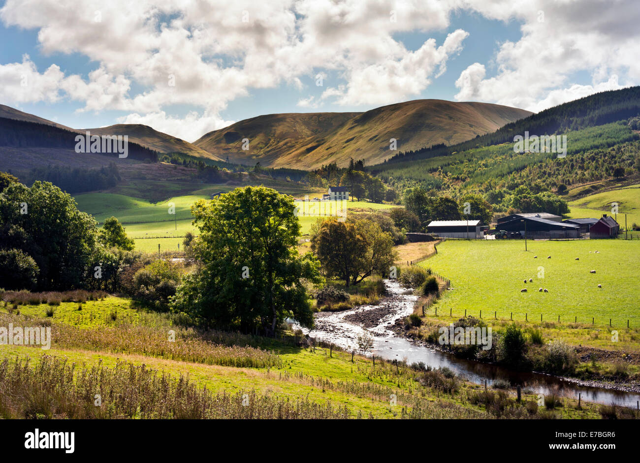 The hills and valley at North Balloch, South Ayrshire, Scotland. Seen from SUSTRANS National Cycle Route 7 Glasgow-Carlisle Stock Photo