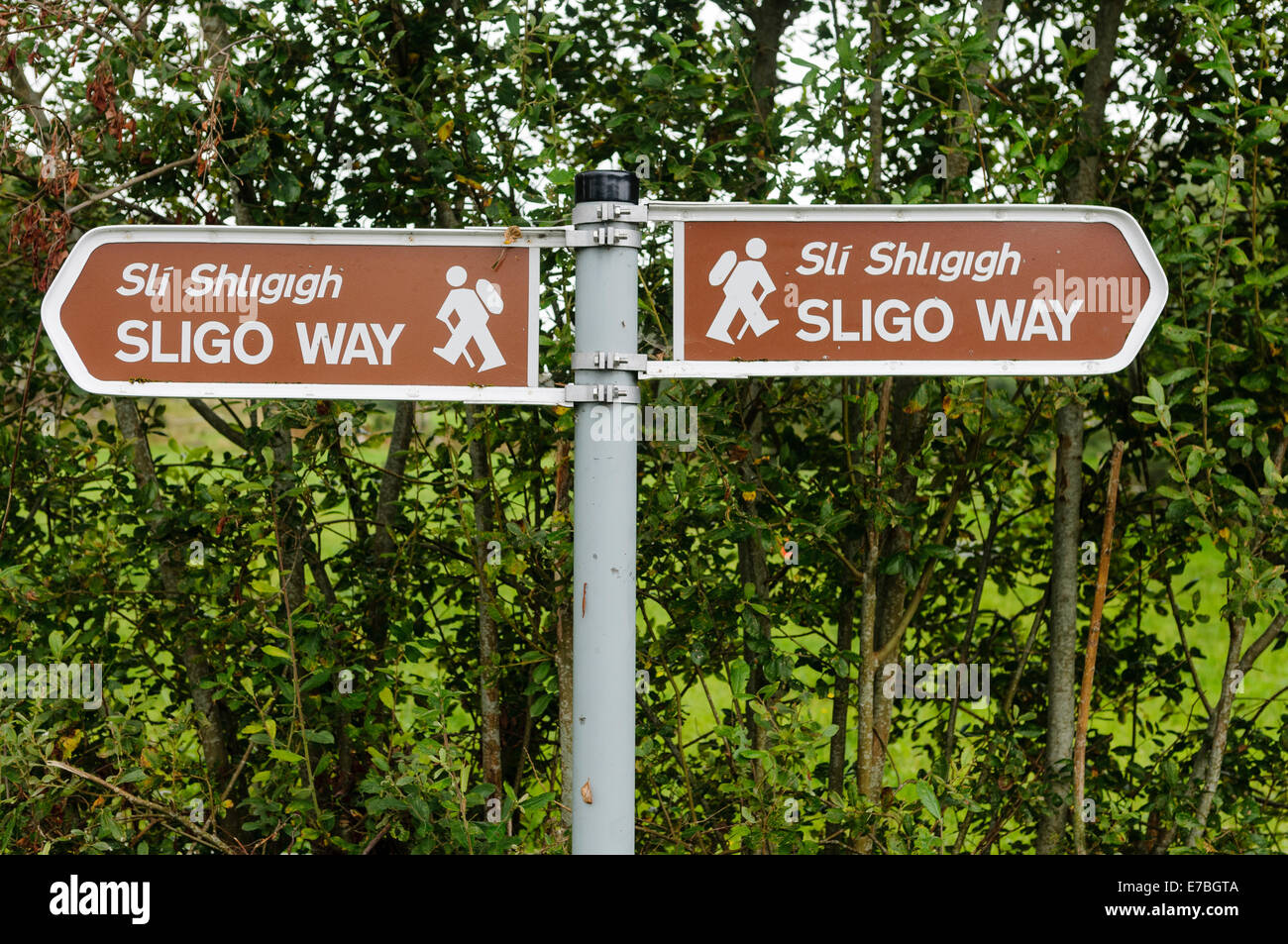 Signs for the Sligo Way walking trail Stock Photo