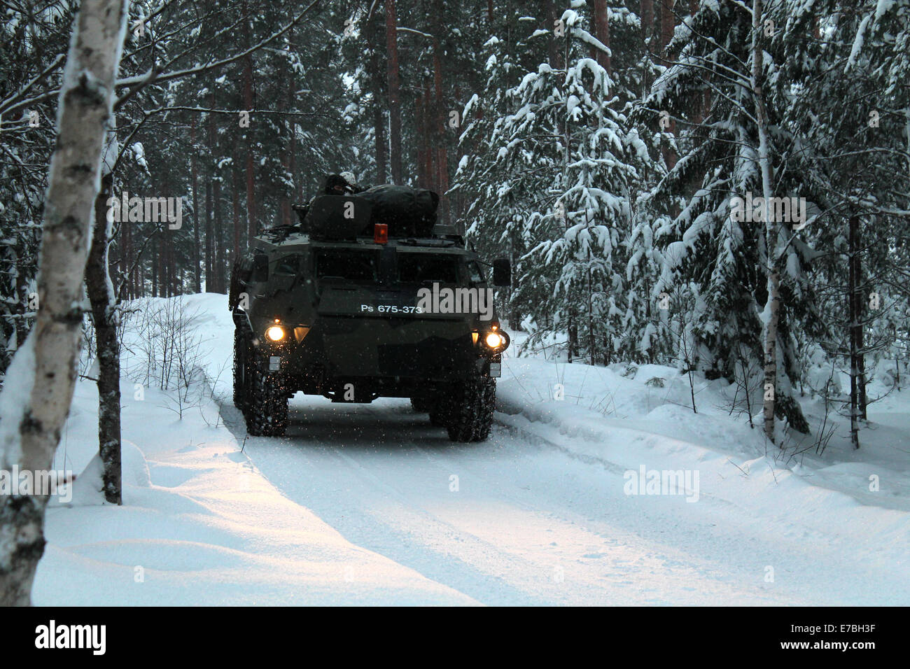 Finnish Defence Forces' Pasi-vehicle at winter Stock Photo