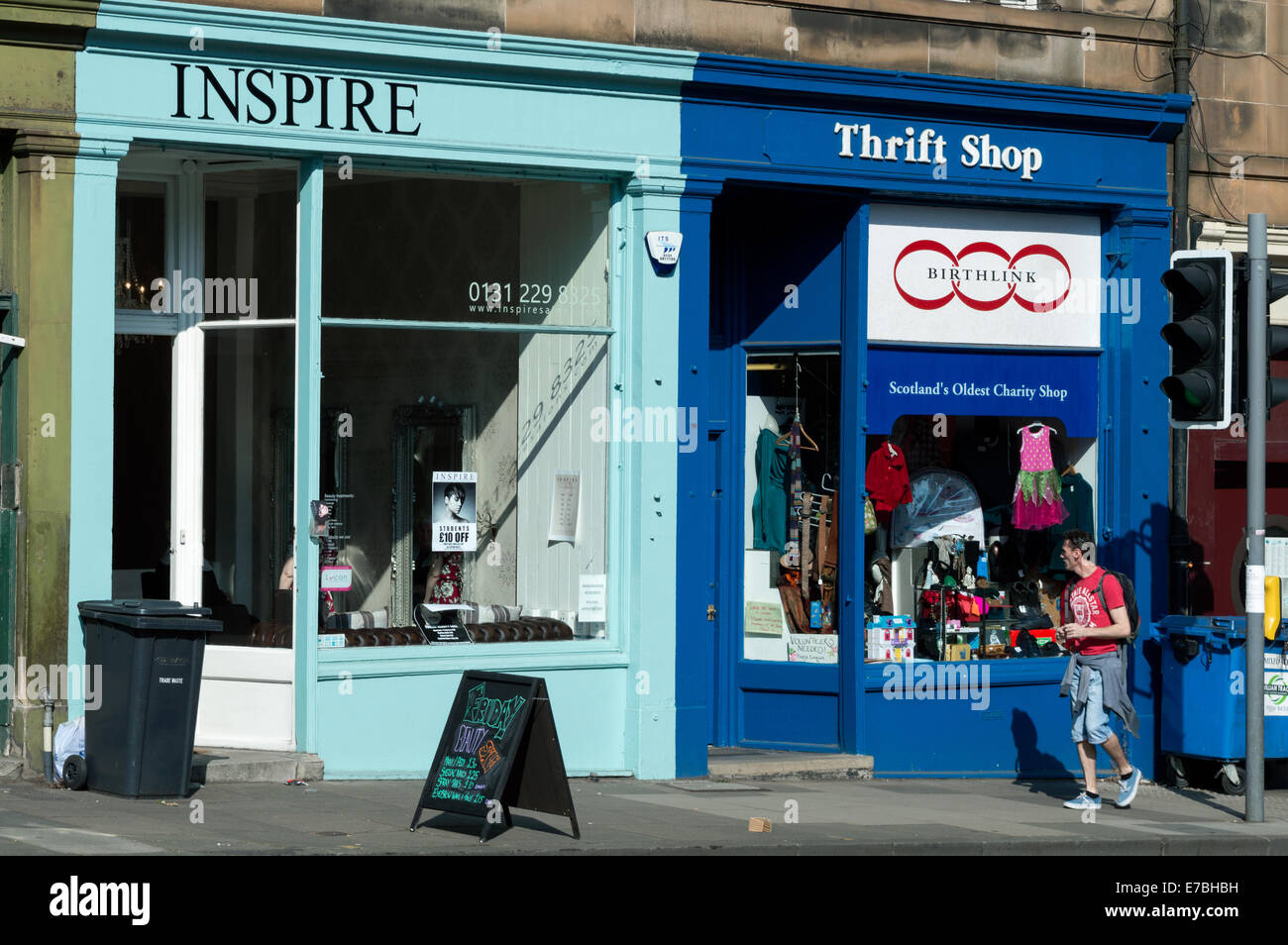 Hair Salon and Thrift Shop, Barclay Place, Edinburgh Stock Photo Alamy