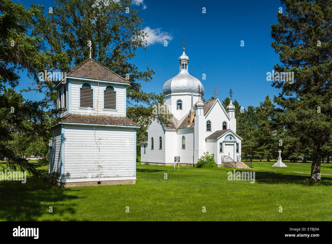 The new St. Michael's Ukrainian Greek Orthodox Church in Gardenton, Manitoba, Canada. Stock Photo