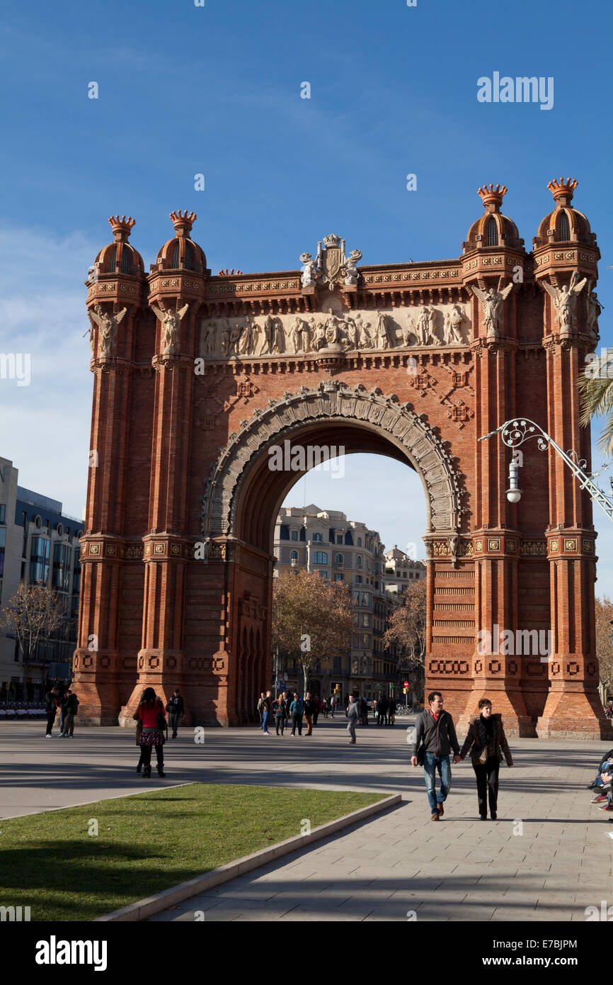 Detail of the Arc de Triomf in Barcelona, Catalunia, Spain Stock Photo