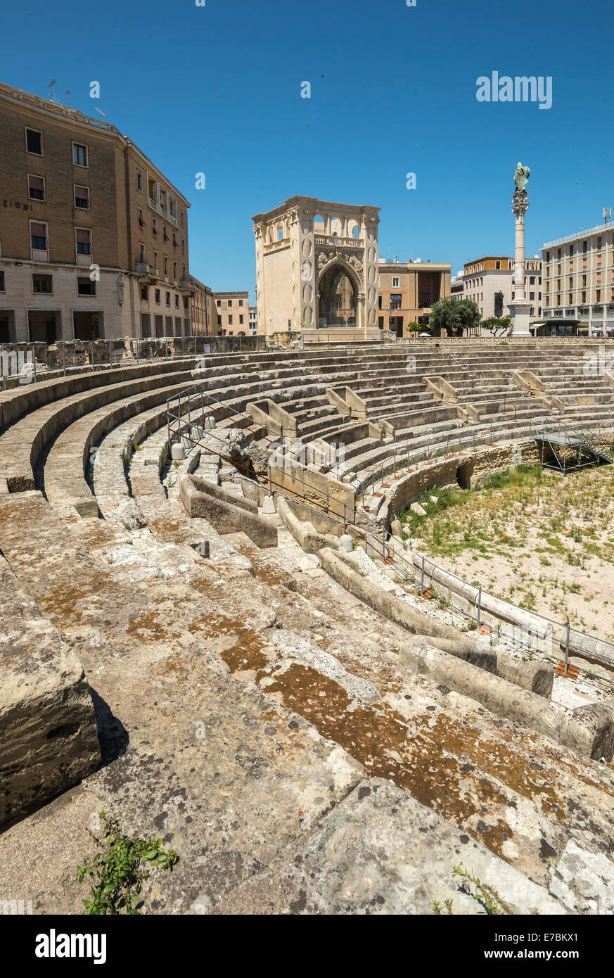 Roman Aphitheatre in The Piazza del Seggio, Lecce, Puglia, Italy Stock Photo