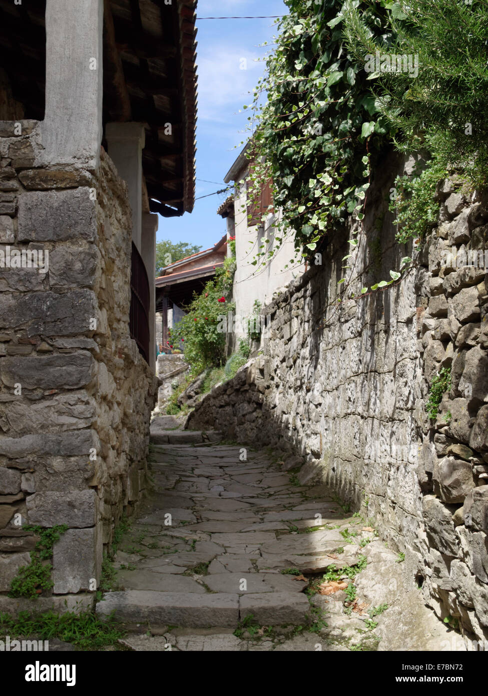 Passage in Hum, the smallest town in the world, located in Croatia. Stock Photo