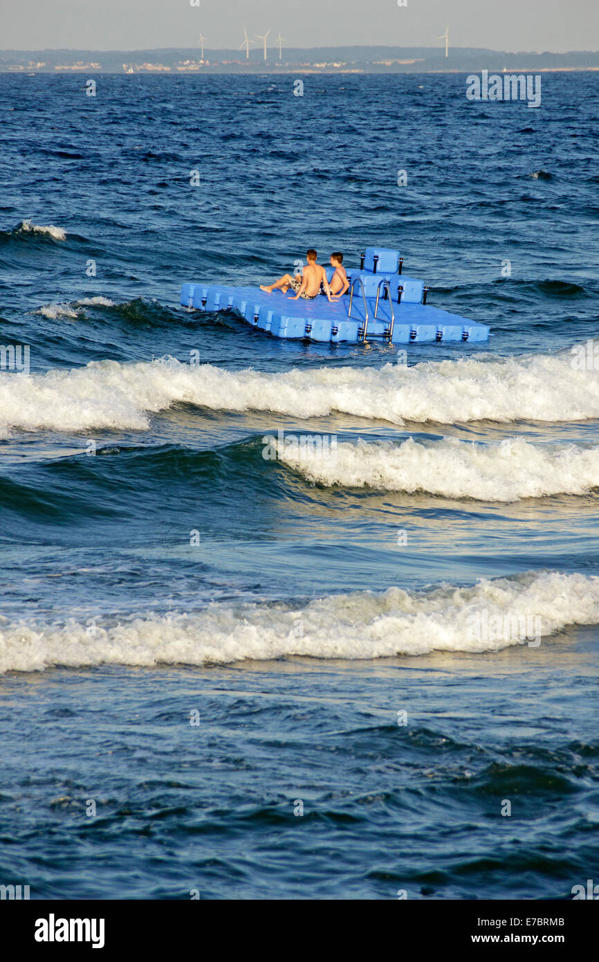 bathing raft, Scharbeutz, Baltic Sea, Schleswig-Holstein, Germany Stock Photo