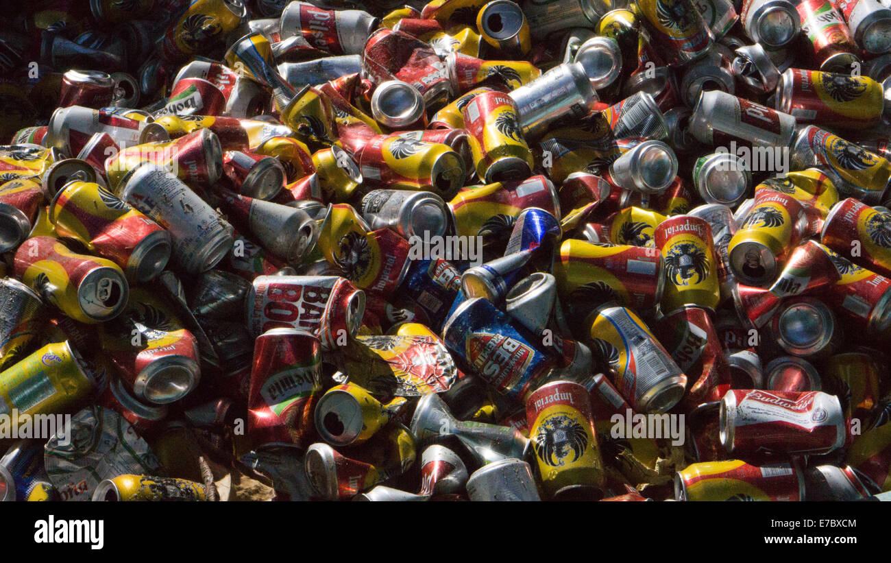 Beer cans crushed Stock Photo Alamy