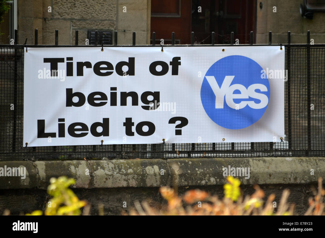 Tired of being lied to? YES. Sign on a house in Clydebank, Scotland Stock Photo