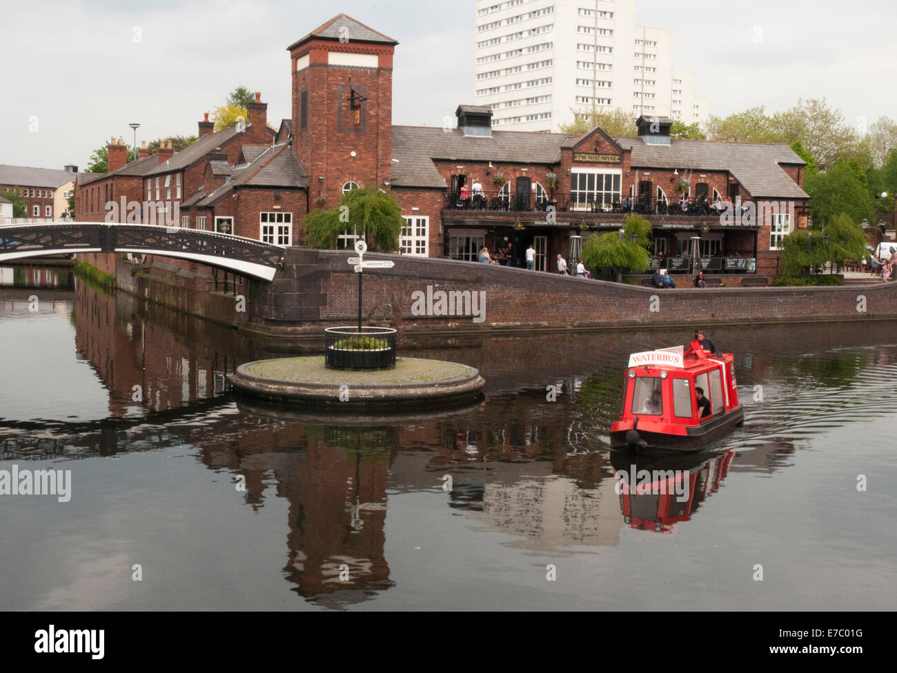 Gas Street Basin in Birmingham city centre is the heart of Britain's canal network. Stock Photo