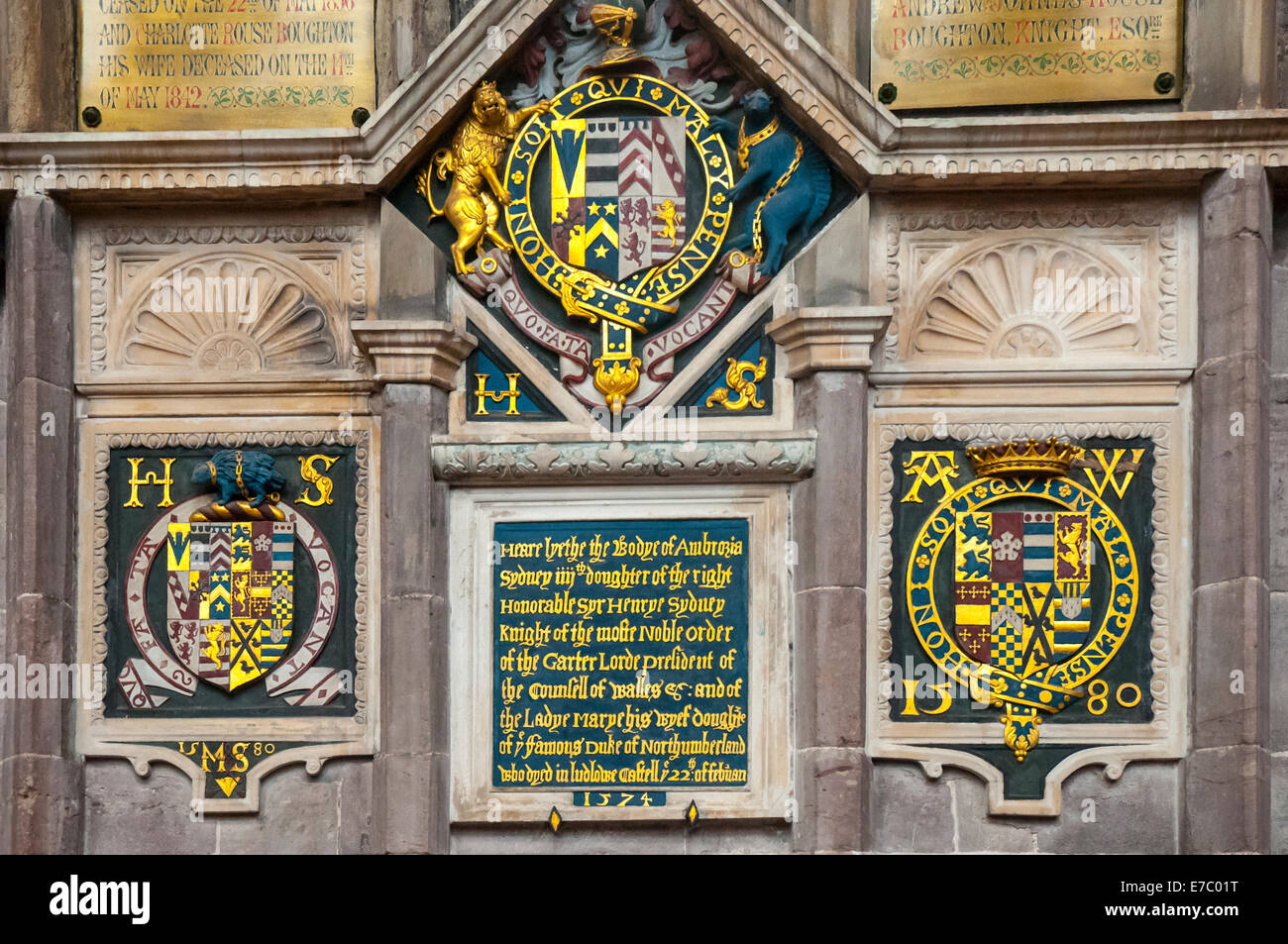 Historic tombs in St Laurence's Church, Ludlow, Shropshire Stock Photo
