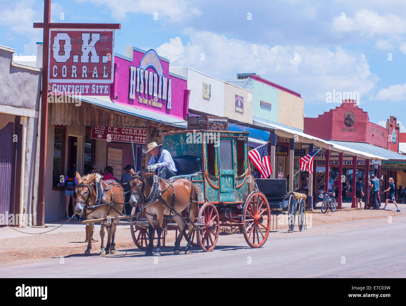 Horse drawn carriage ride in the main street of Tombstone , Arizona Stock Photo Alamy