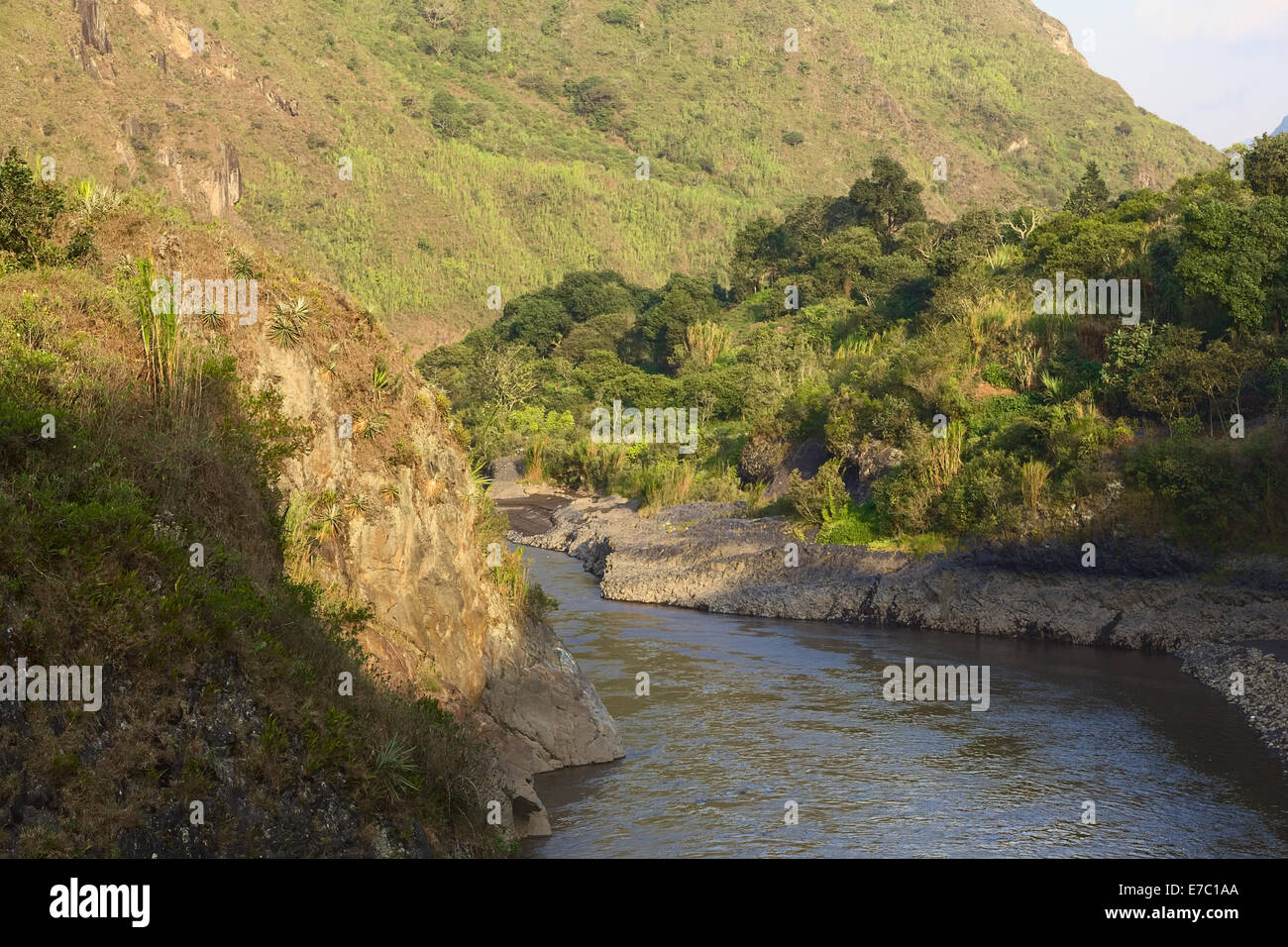 The Pastaza River in Ecuador, between the towns of Banos and Puyo in Tungurahua Province Stock Photo