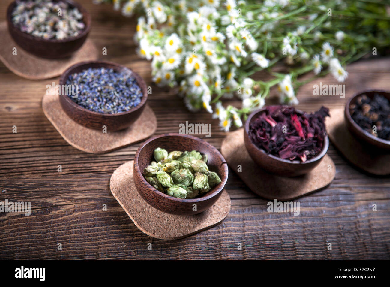 The ancient Chinese medicine, herbs and infusions. Natural flowers