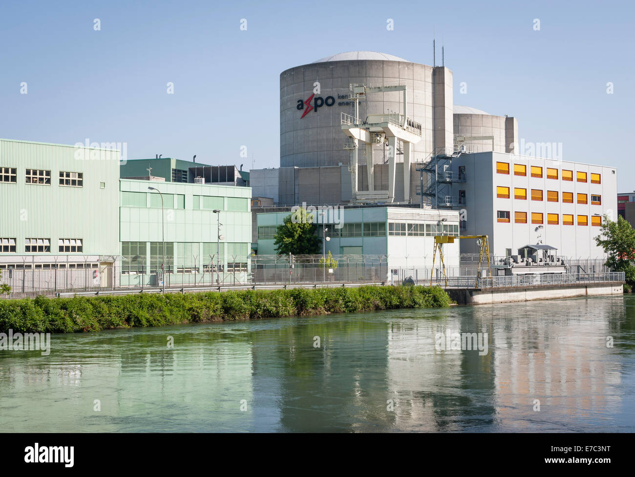 Nuclear power plant Beznau, Switzerland (canton Aargau), at the Aare river. Stock Photo
