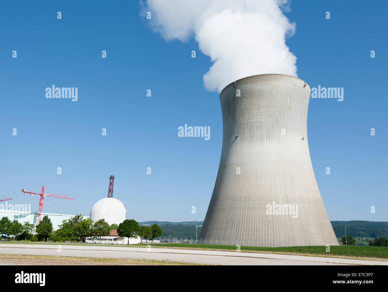Cooling tower of the nuclear power plant Leibstadt, Switzerland (canton Aargau). Stock Photo