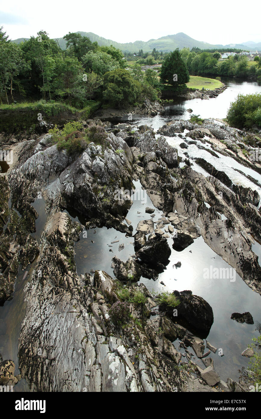 river flowing over rocks Ireland Stock Photo