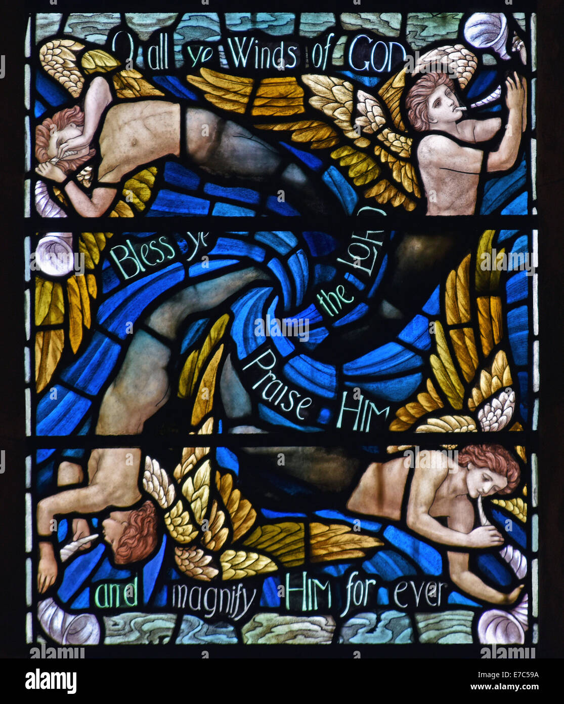 Detail of West window, South side, bottom section. Holy Trinity Church, Casterton, Cumbria, England, United Kingdom, Europe. Stock Photo