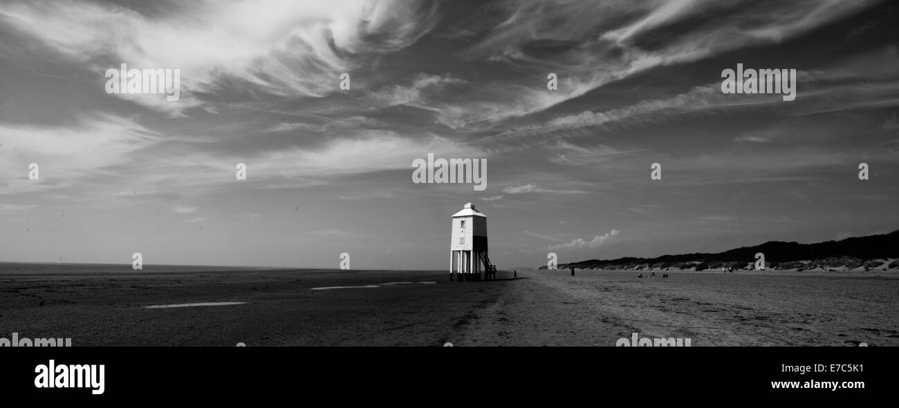The lighthouse on Burnham-on-Sea beach Stock Photo