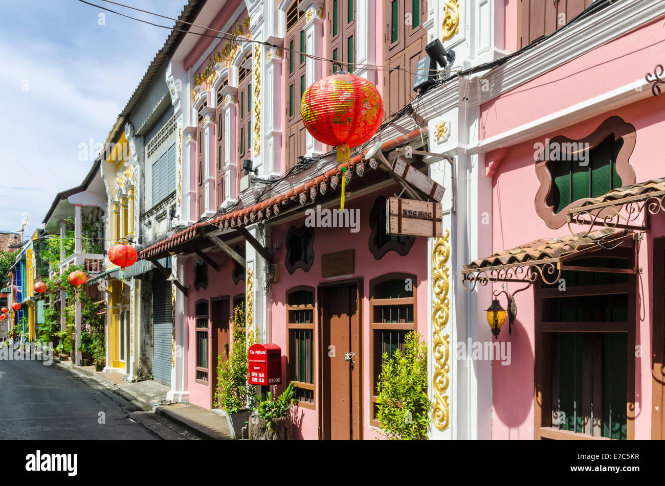 Colourful Soi Rommanee in Phuket Old Town, Phuket Island, Thailand Stock Photo