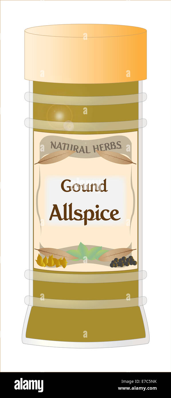 A 'Ground Allspice' herb and spice jar isolated on a white background