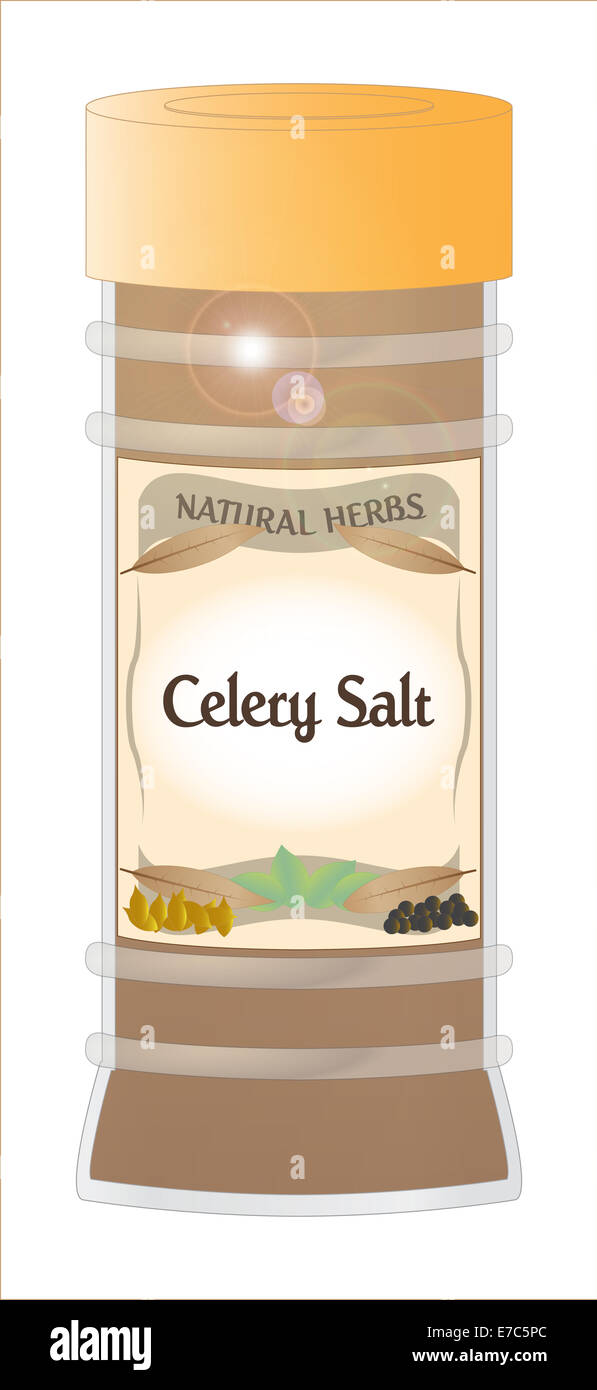A 'Celery Salt' herb and spice jar isolated on a white background Stock