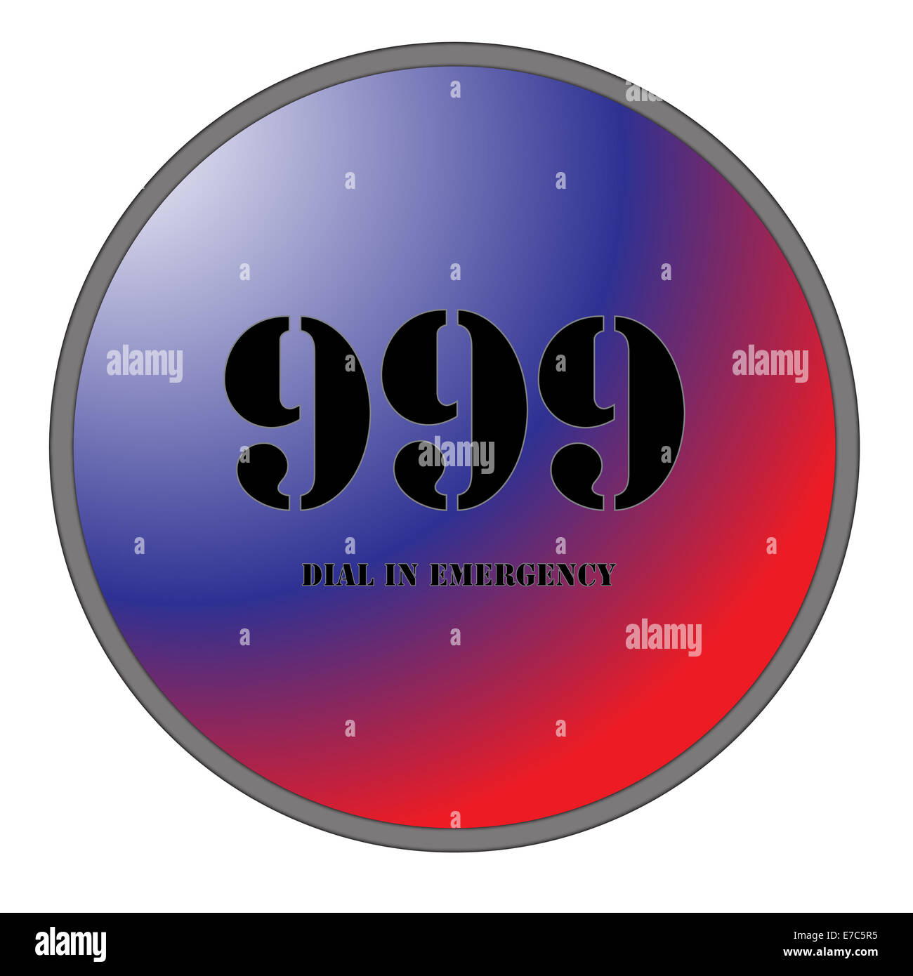 A Big 999 Button for Emergencies isolated on a white background Stock Photo