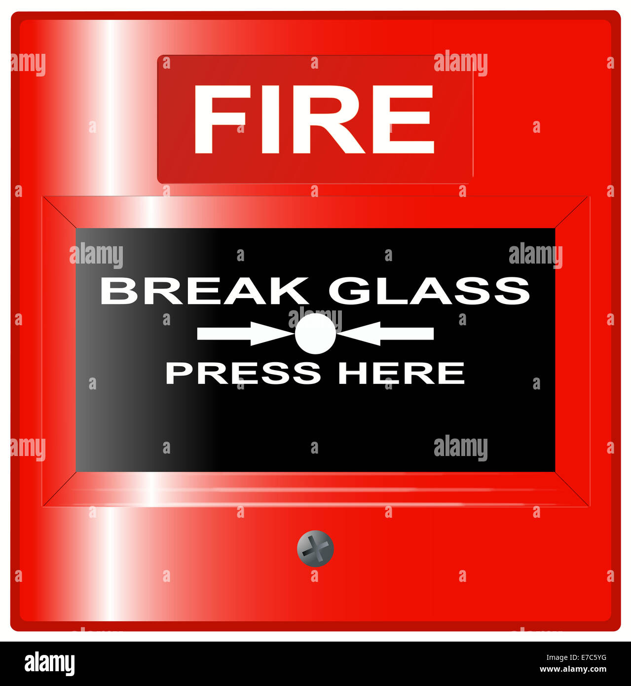 green emergency exit button to open door press here Stock Photo - Alamy