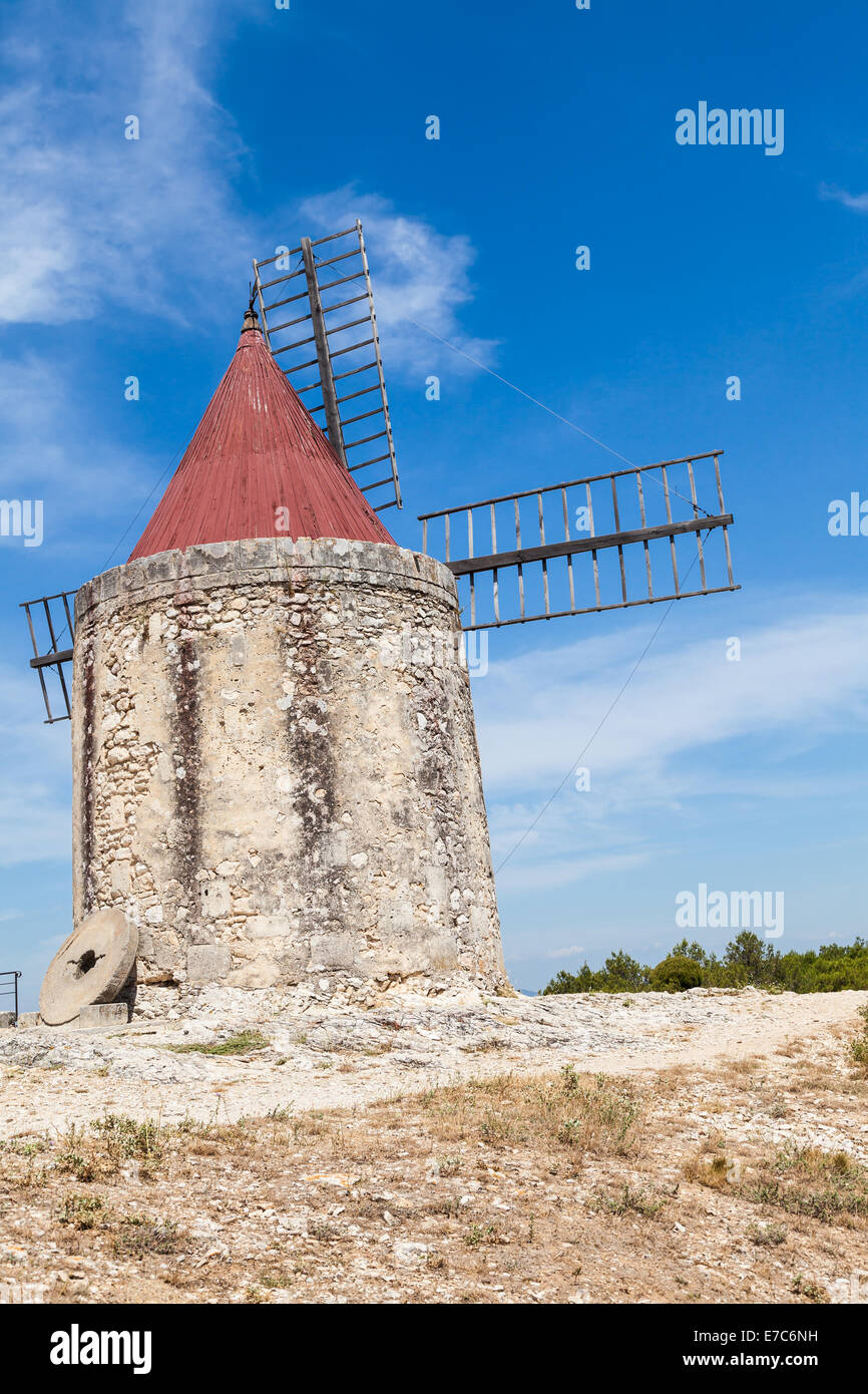 Provence region, France. Fontvieille old mill, made of stone and wood