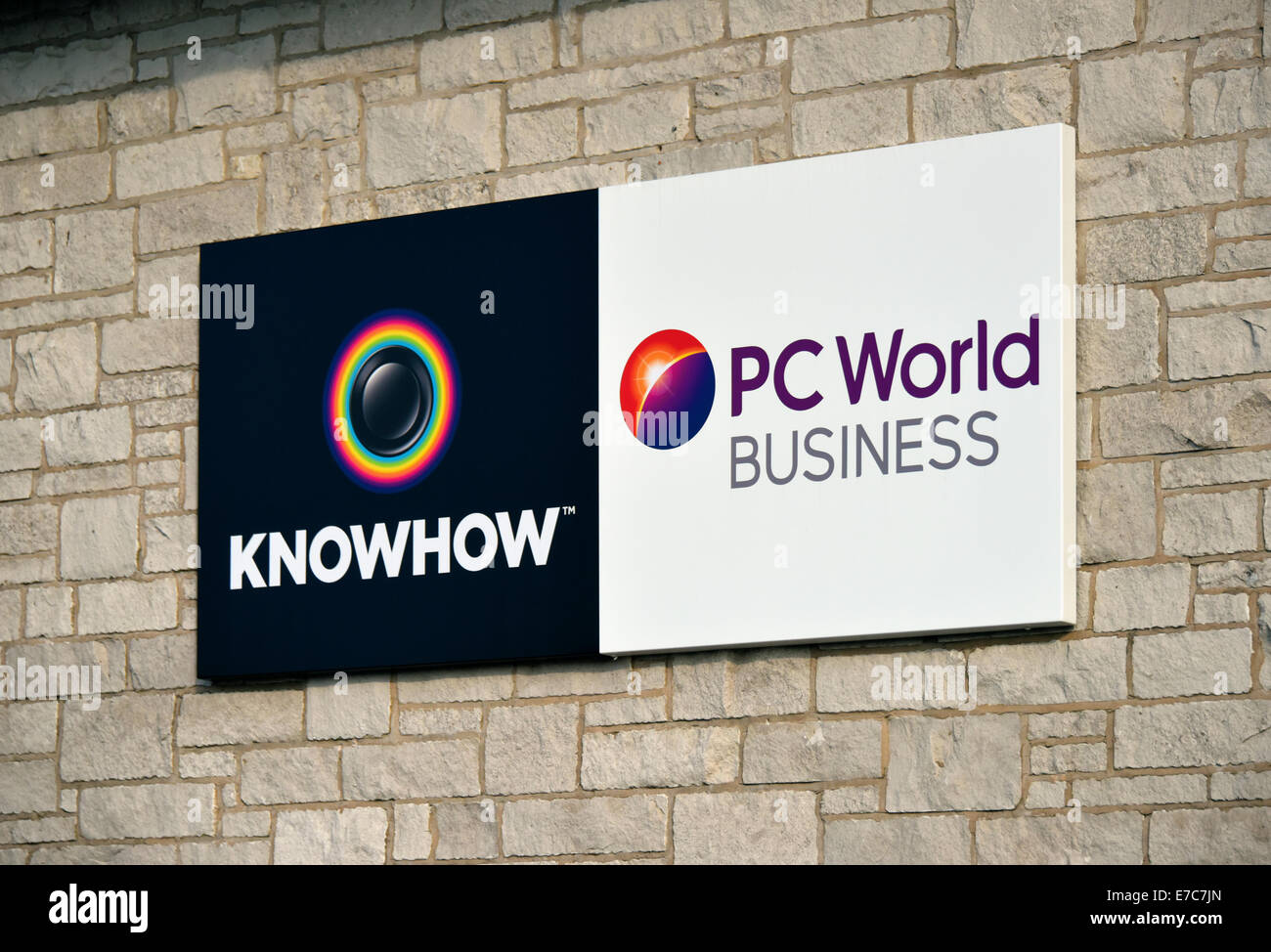 KNOWHOW and Currys P C World BUSINESS Logo. The Old Show Ground, Kendal, Cumbria, England, United Kingdom, Europe. Stock Photo