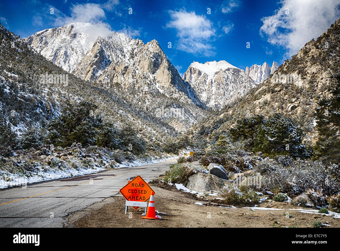 Spring snow in the Eastern Sierra Nevada Mountain Range. California
