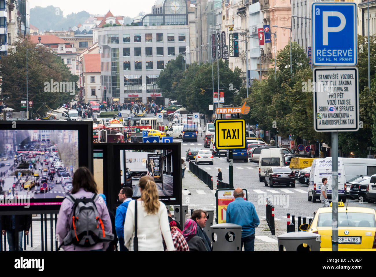 View of the southern end of Wenceslas Square in Prague Stock Photo