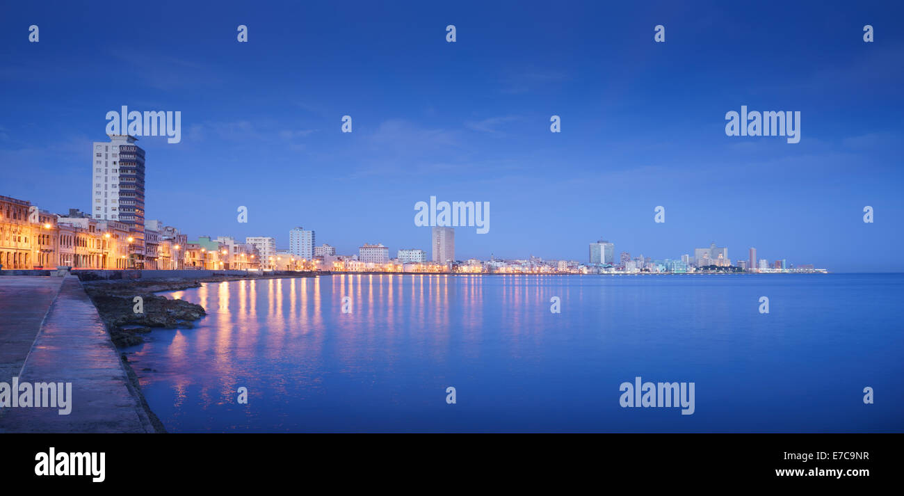 Tourism and travel destinations. Cuba, Caribbean sea, La Habana, Havana. View of skyline and buildings from malecon. Copy space Stock Photo