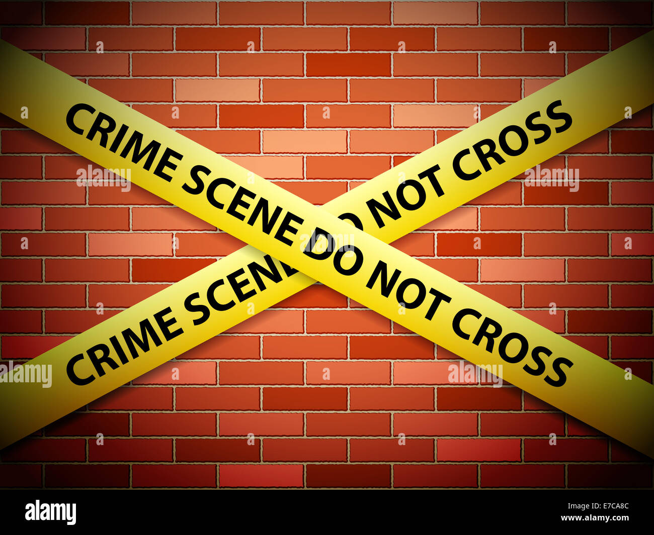 Yellow crime scene tape on a brick wall Stock Photo Alamy