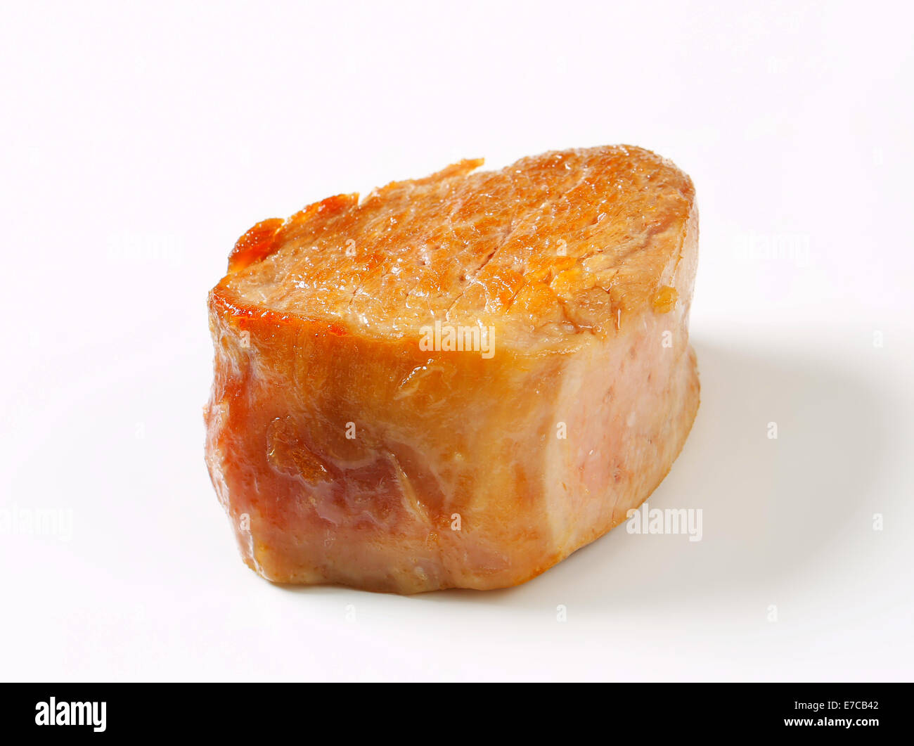 Pan seared pork medallion - studio shot Stock Photo