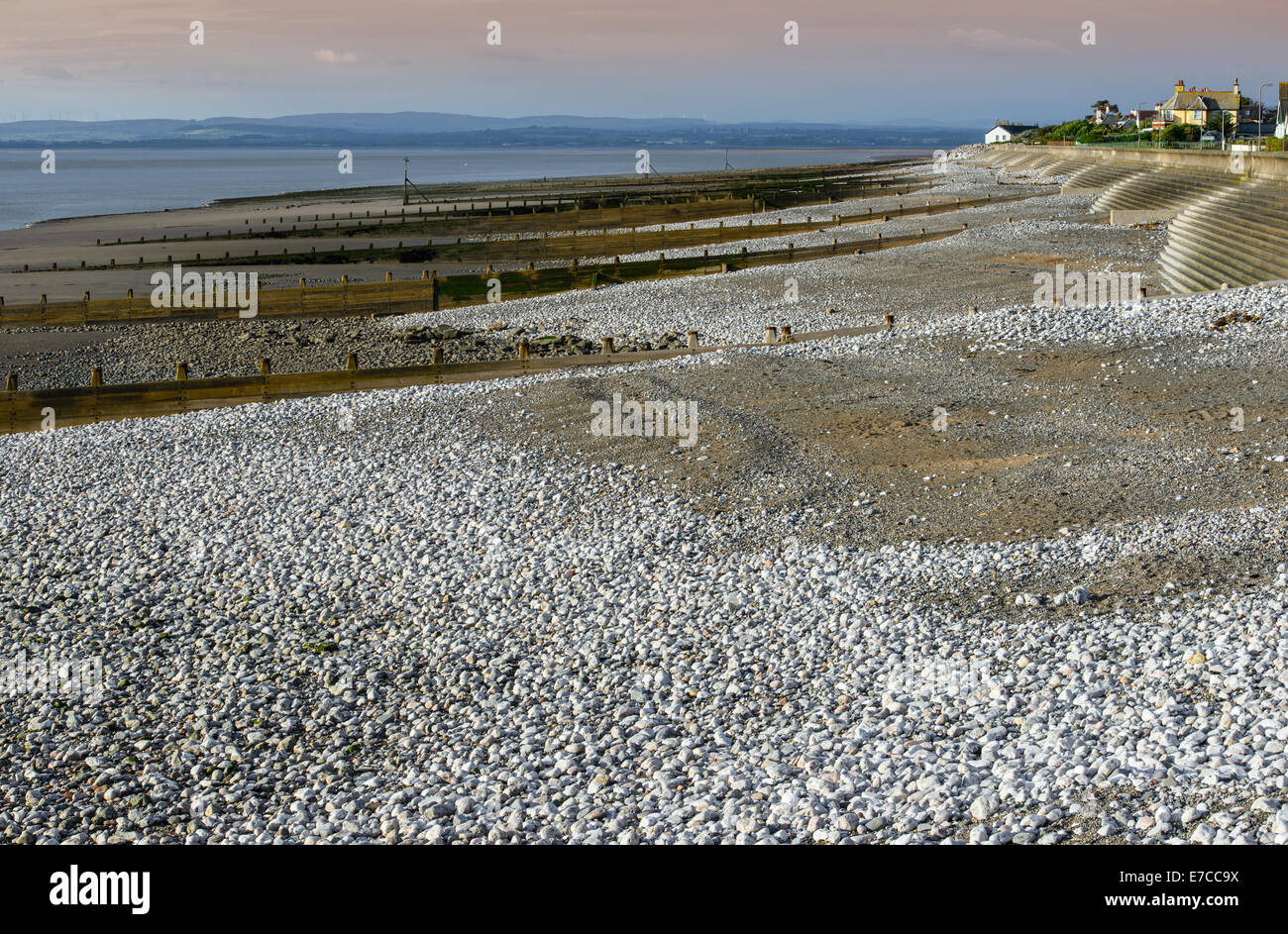 Stony beach at Silloth in Cumbria Stock Photo Alamy