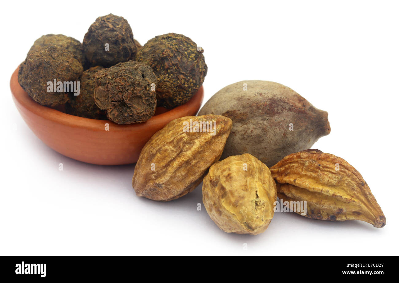 Triphala, a combination of ayurvedic fruits, of Indian subcontinent Stock Photo