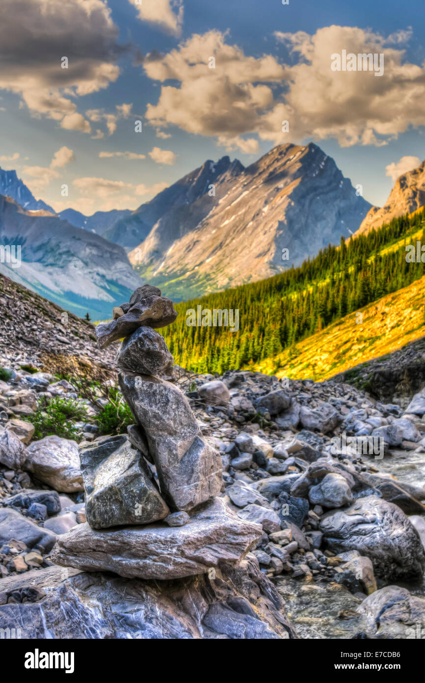 Scenic mountain hiking views, Rae Glacier and Elbow Lake area, Peter