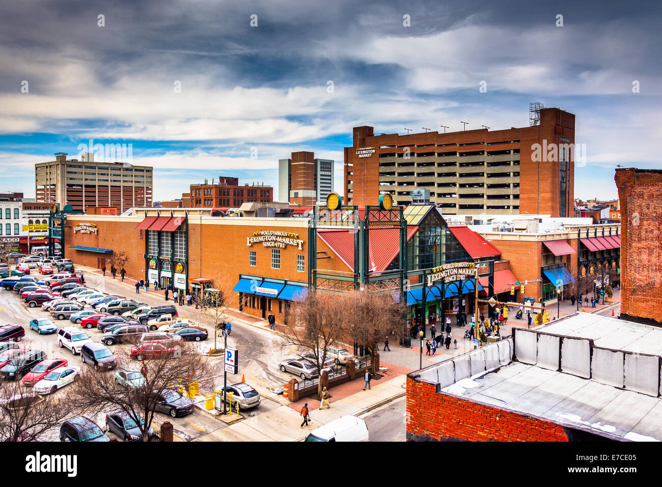 View Of Lexington Market From A Parking Garage In Baltimore Stock