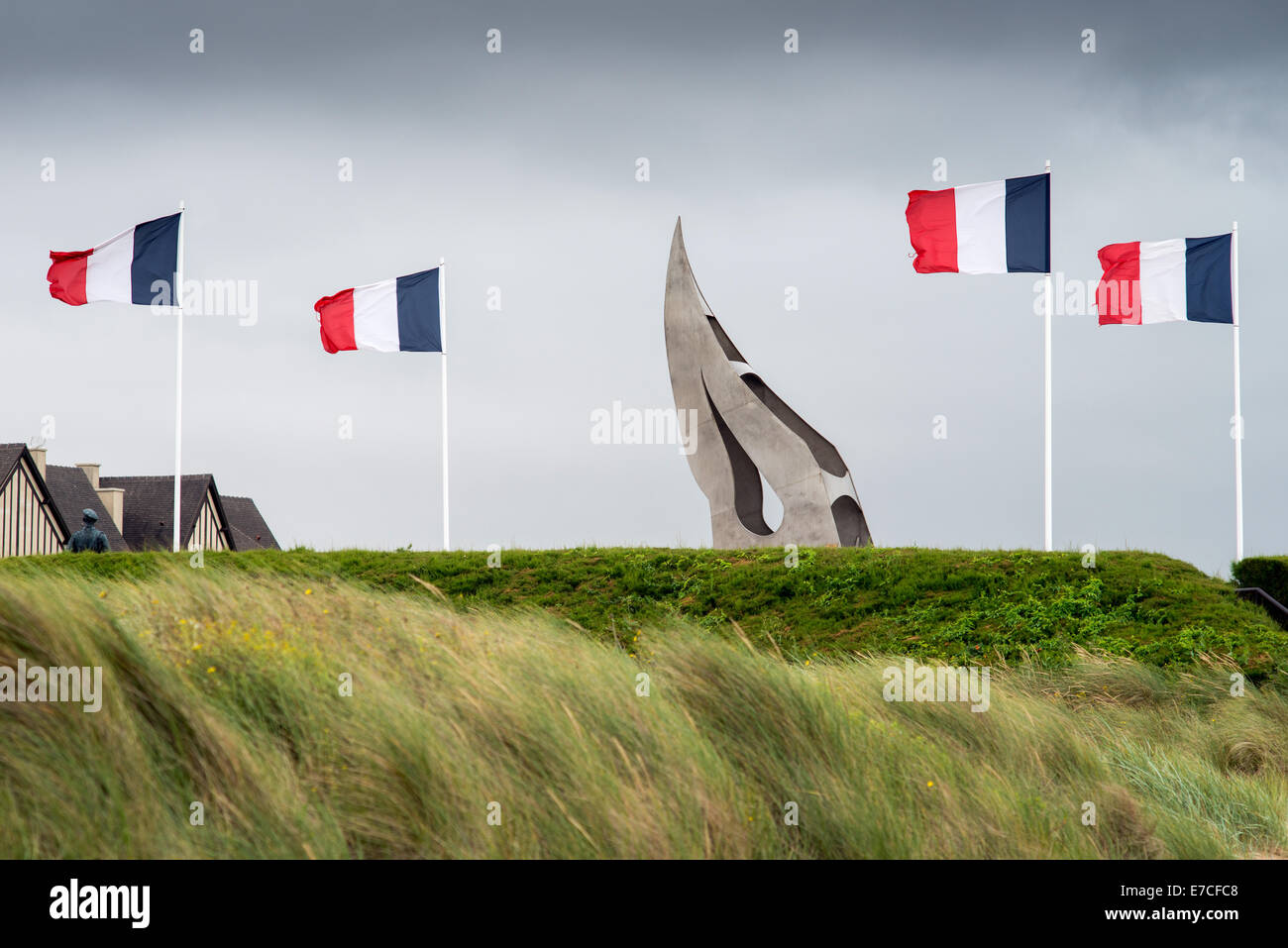 The Flame Monument at Sword beach, Ouistreham, Normandy, France. Stock Photo