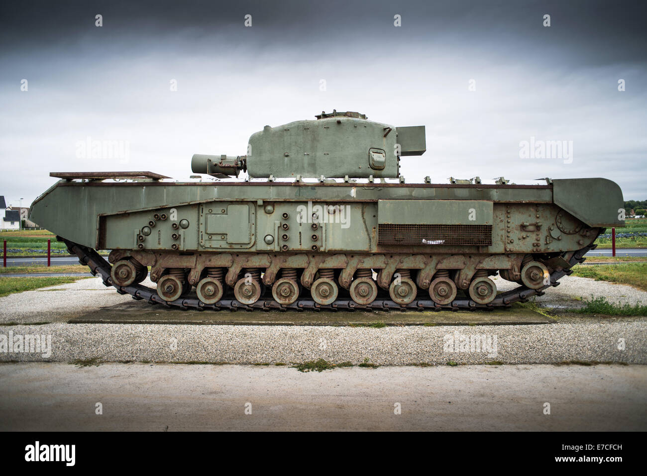 Mark IV Churchill Avre tank in LION-SUR-MER Normandy Stock Photo