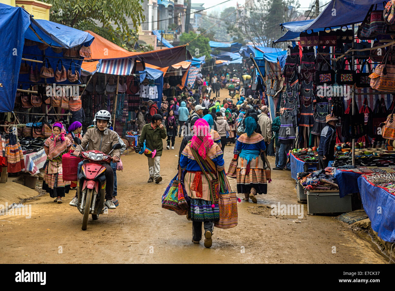 Sunday market during winter caters to Hmong people. Stock Photo