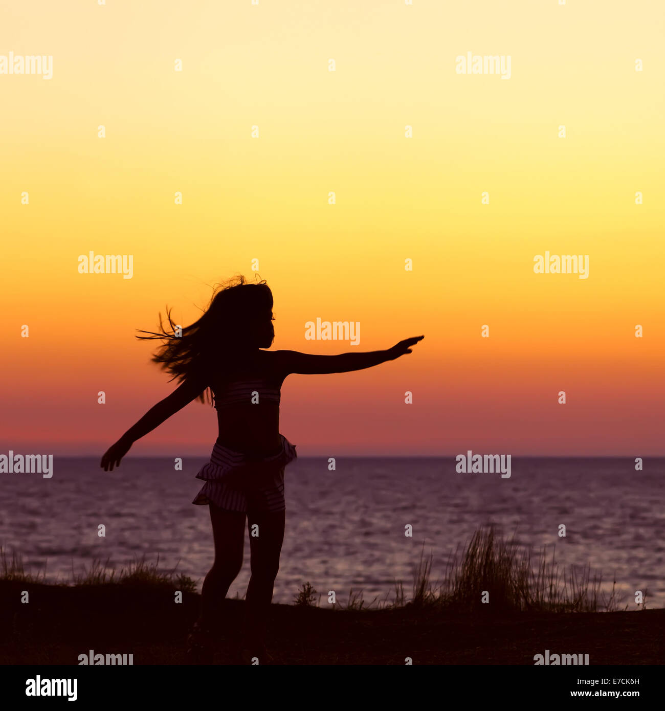 silhouette of a girl Stock Photo