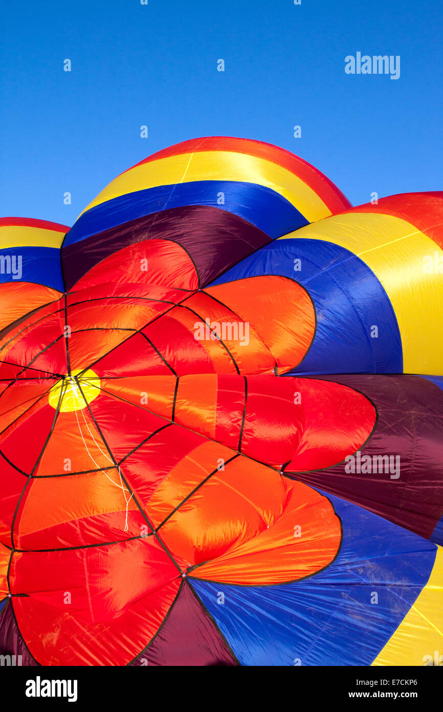Top rosette shape of a partially inflated hot air balloon Stock Photo
