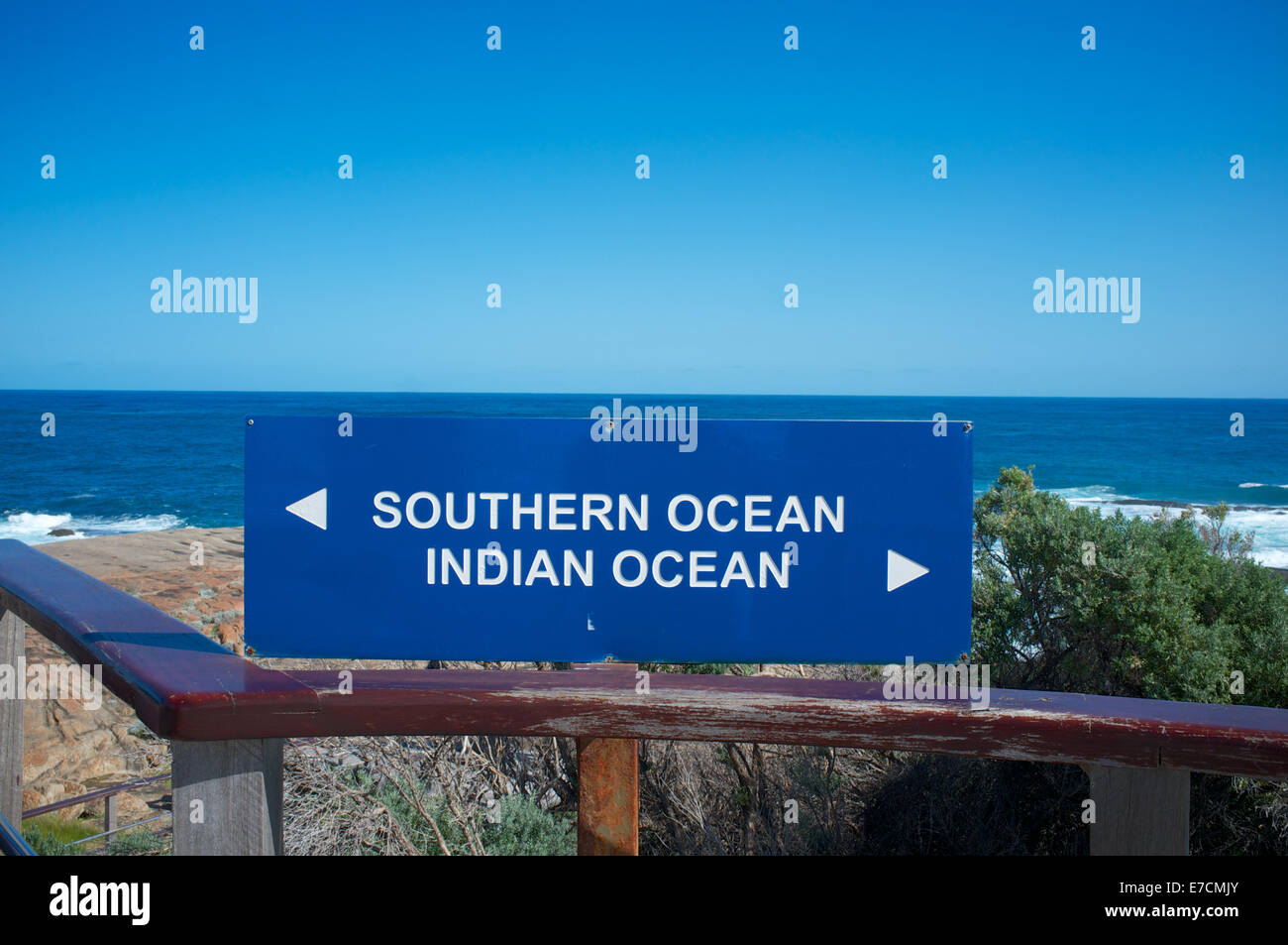 Where the Indian Ocean meets the Southern Ocean at Cape Leeuwin, Western Australia Stock Photo